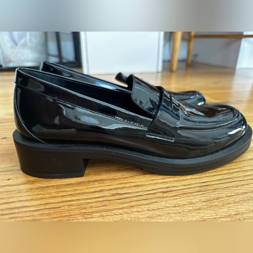 Stuart Weitzman patent leather loafers
